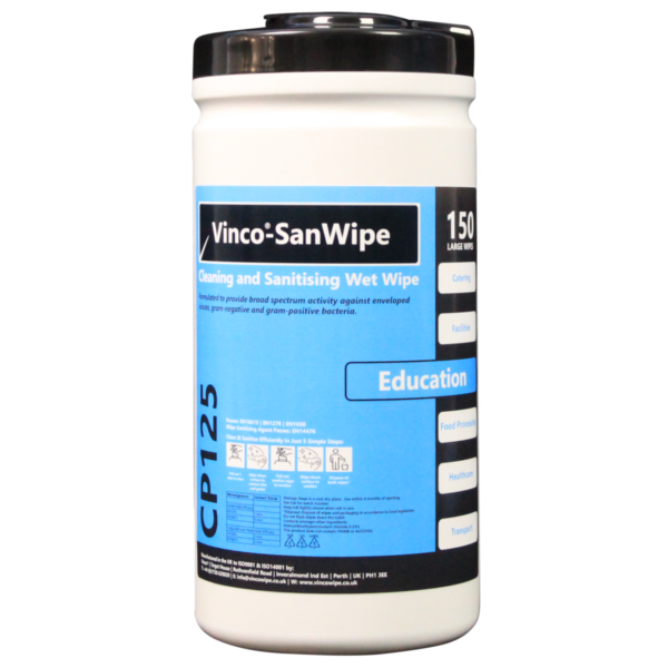 Vinco-SanWipe Cleaning & Sanitising Education Wipe 150 Wipes